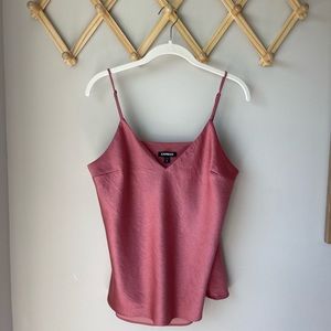 Express Pink Satin Tank Top With Adjustable Straps Size Medium
